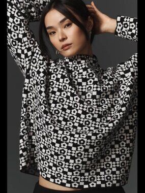 NWT Large Anthropologie The Carys Mock-Neck Sweater by Maeve Soft Spring NEW